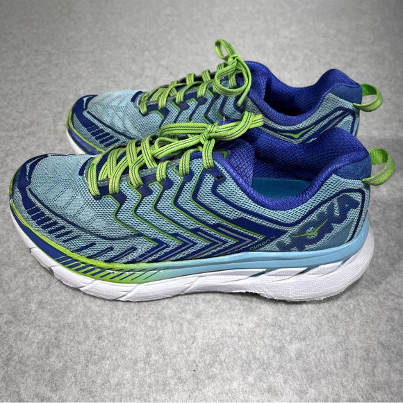 Hoka One Clifton 4 Womens 6.5 Running Walking Shoes 1016724 Sneakers Blue Green - Picture 3 of 12